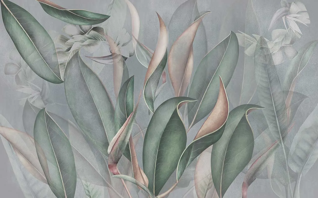 Фотообои в интерьере зеленые тропики  13-395 фото