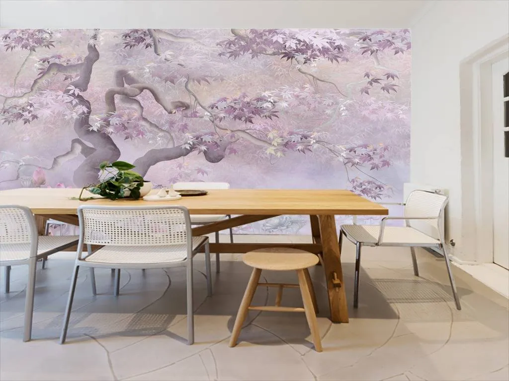 Фотообои в интерьере дерево с листьями  13-196 фото