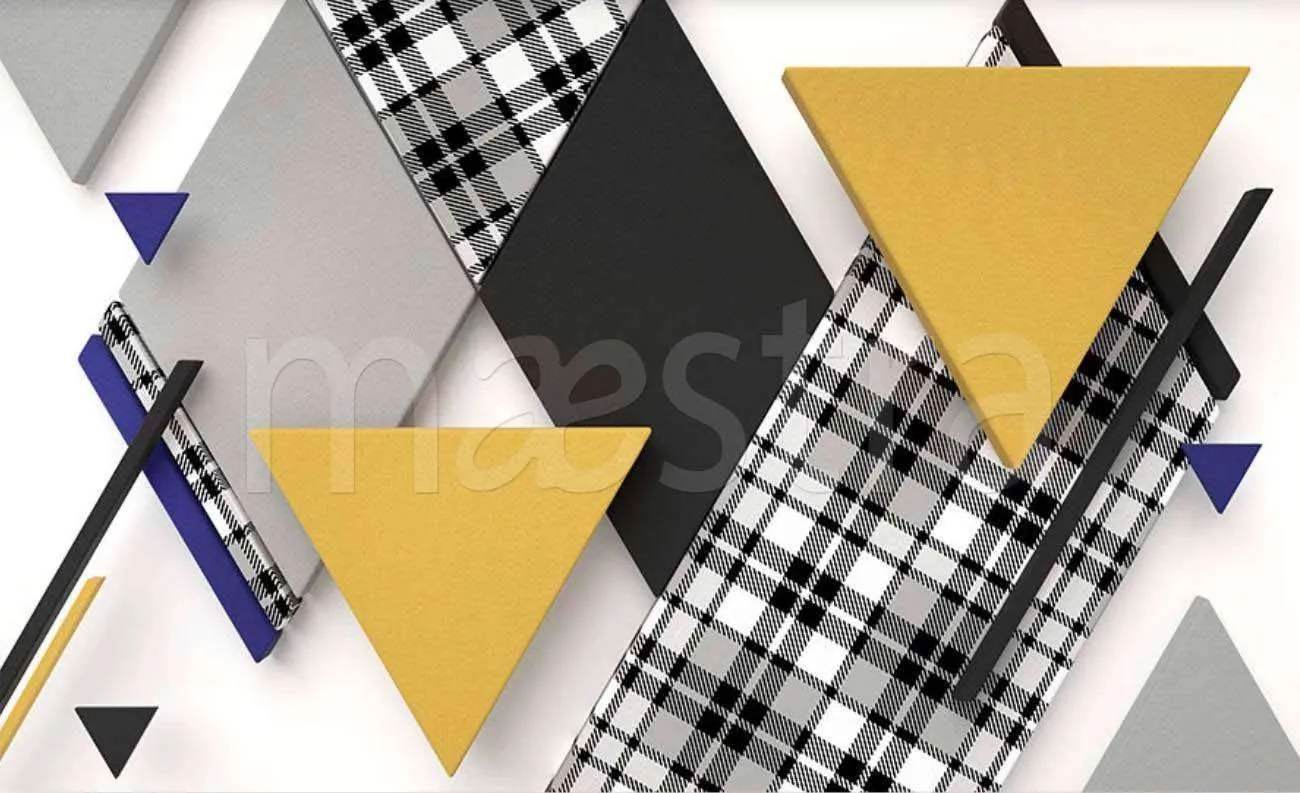 Фотообои в интерьере треугольник контрастный 3д  15-018 фото