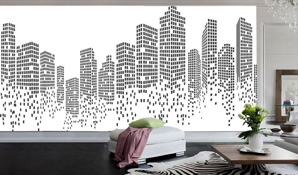 Фотообои в интерьере город 3д белый  9-1937 фото