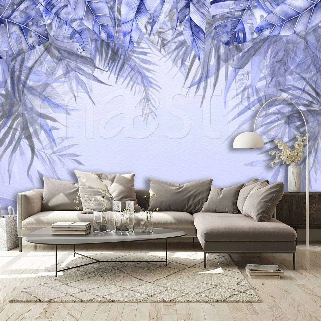 Фотообои в интерьере папоротники над головой  7-783 фото