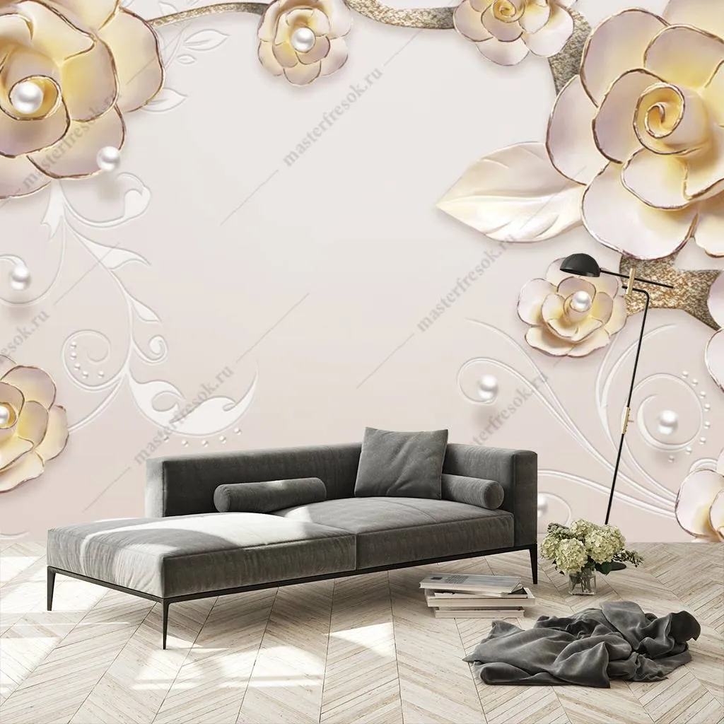 Фотообои 3д розы желтые  10-665