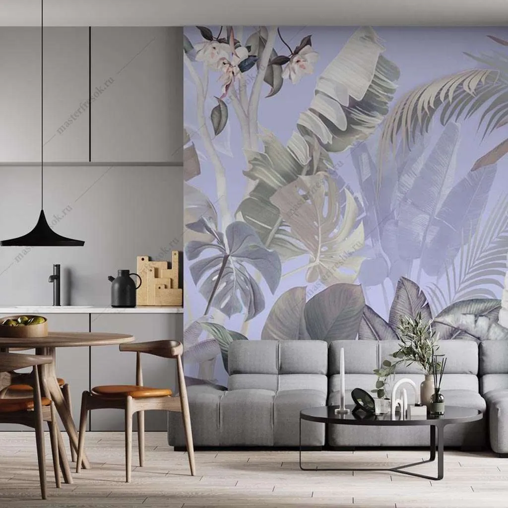 Фотообои Бесшовные обои на стену:  Тропические листья. Артикул: 13-436  