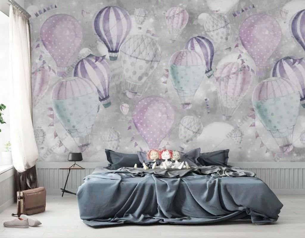 Фотообои в интерьере воздушные шары акварель  12-1443 фото