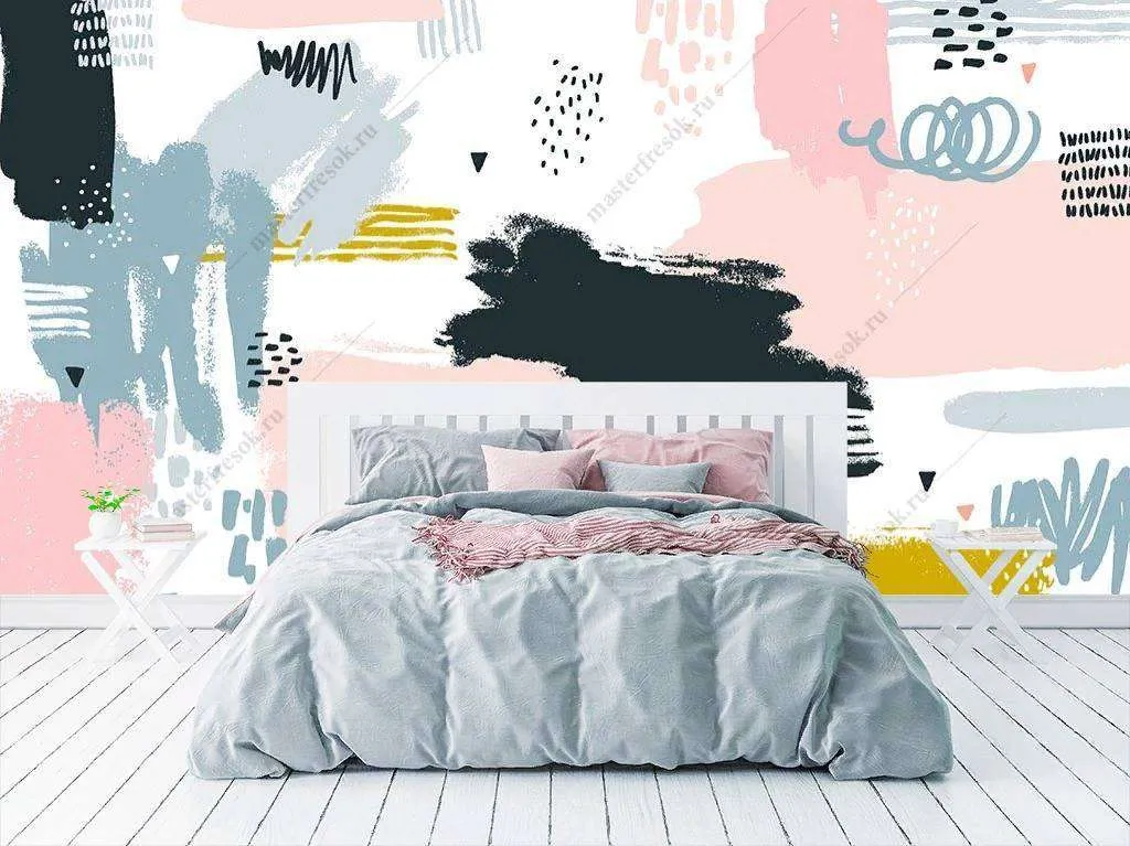 Фотообои в интерьере мазки кистью  9-1130 фото
