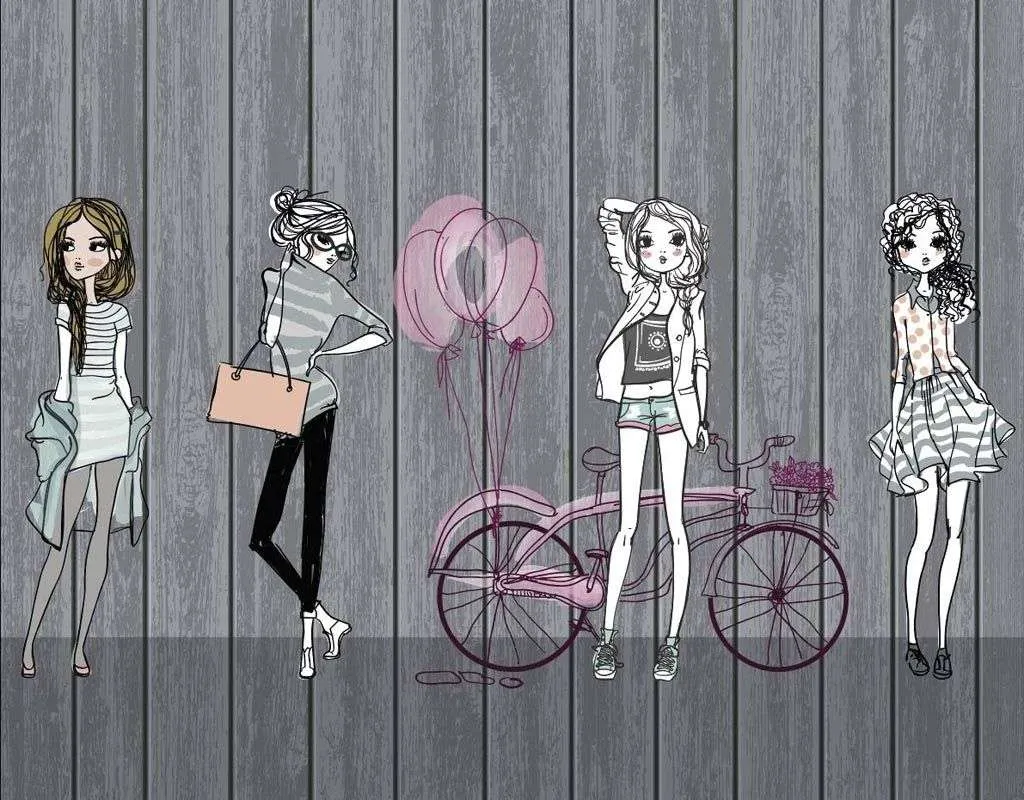 Фотообои в интерьере девочки около стены  14-361 фото