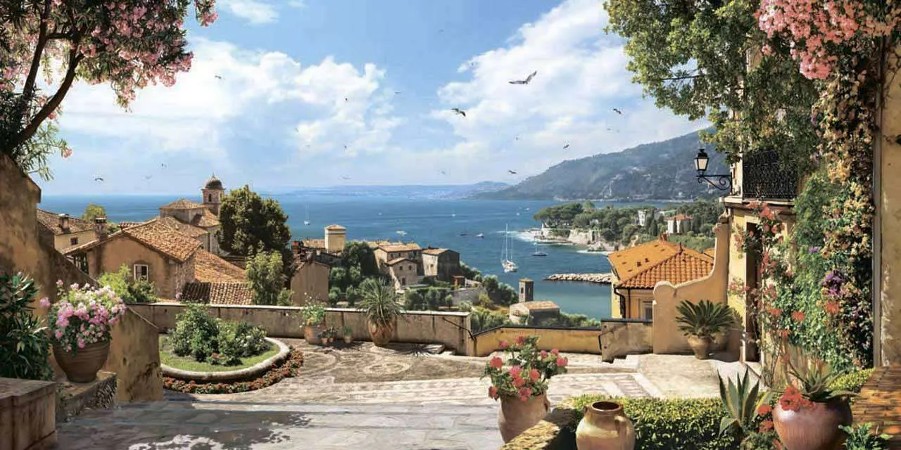 Фотообои в интерьере южный дворик  11-017 фото