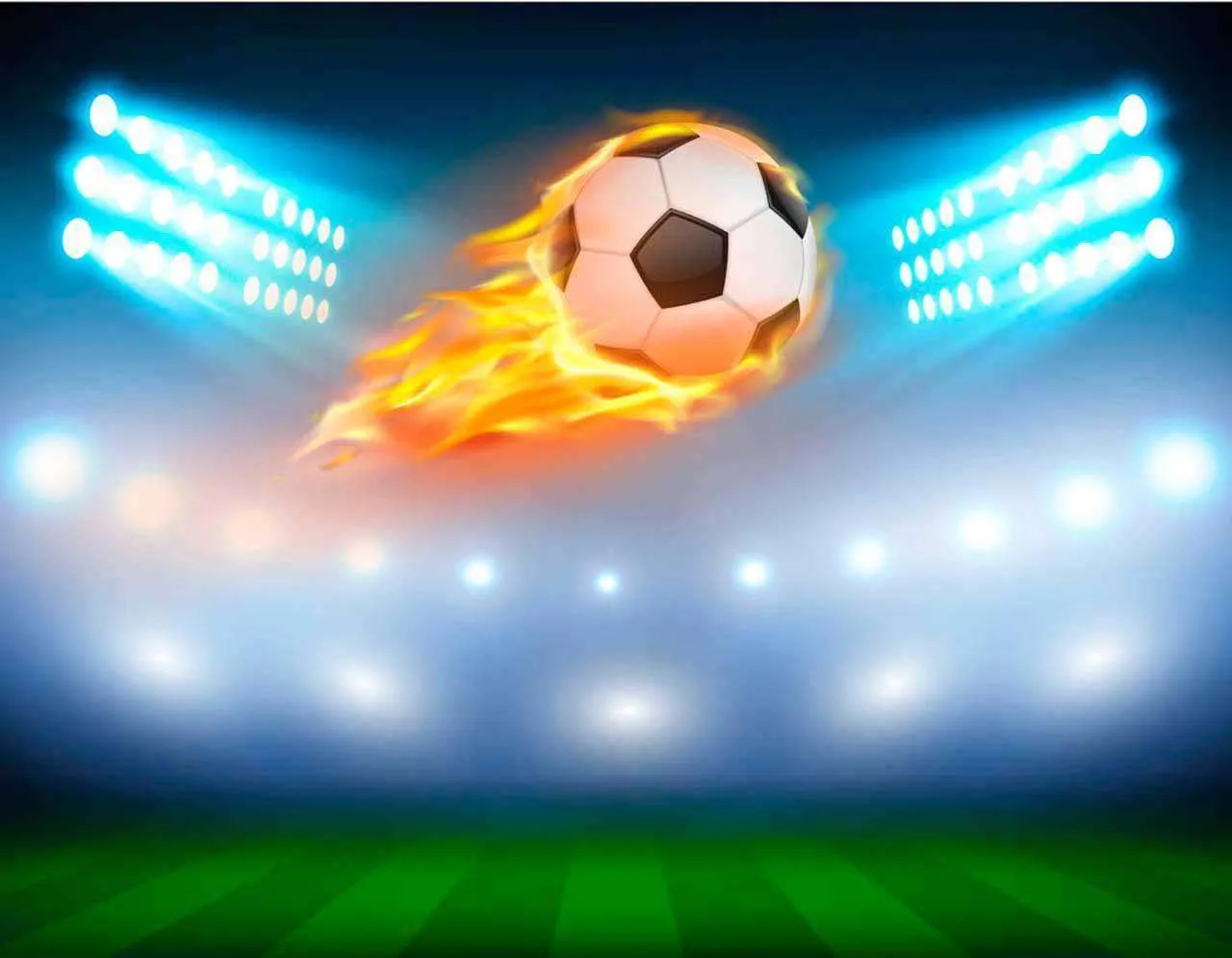 Фотообои в интерьере горящий мяч над полем  12-520 фото