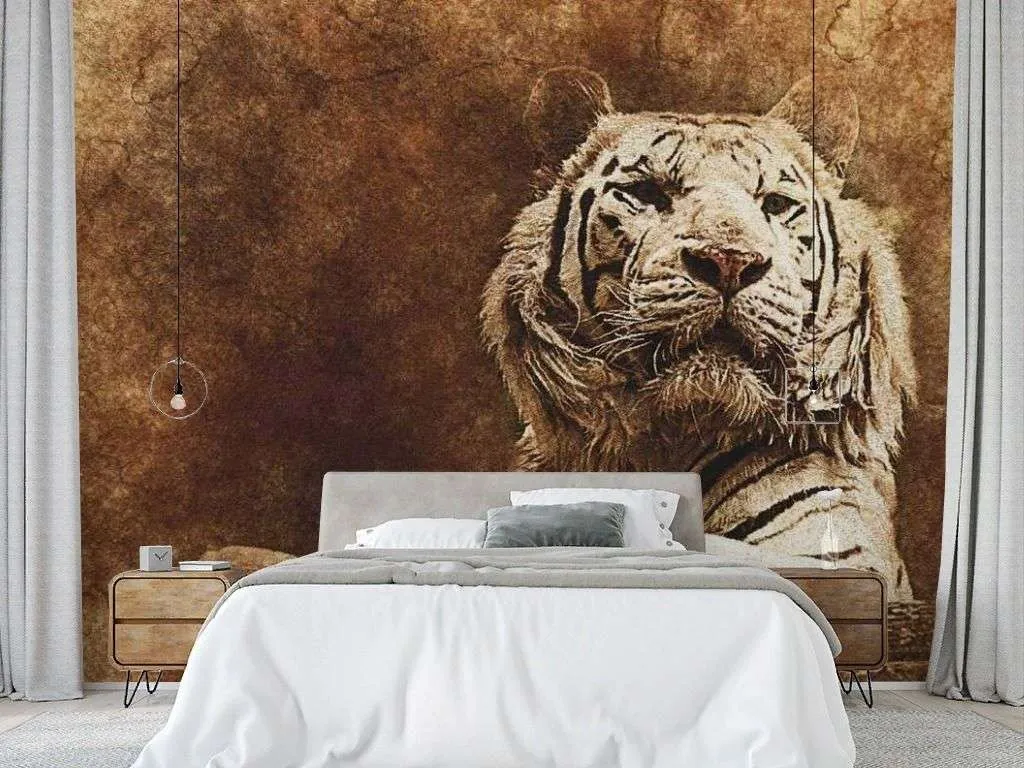Фотообои в интерьере белый тигр  17-4336 фото