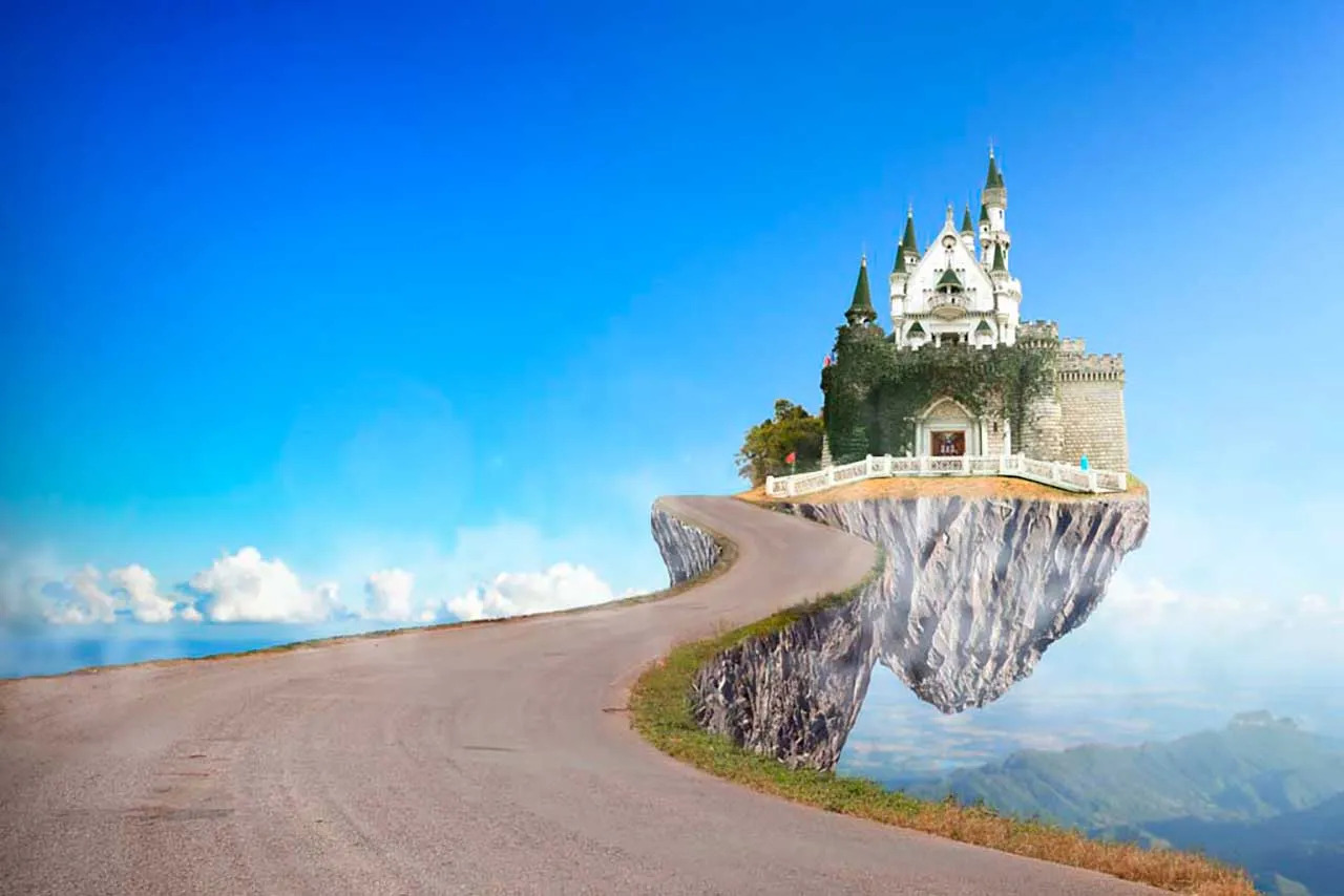 Фотообои в интерьере висячие горы  9-218 фото