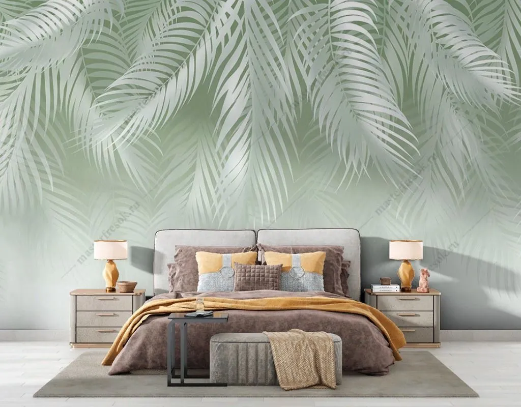 Фотообои Светло-зеленые перья  14-545