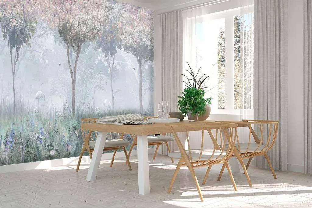 Фотообои в интерьере цапли в сказочном лесу  13-020 фото