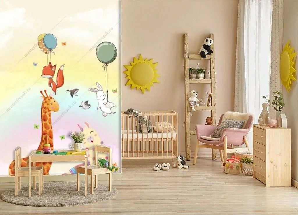 Фотообои в интерьере мультяшные животные  14-262 фото