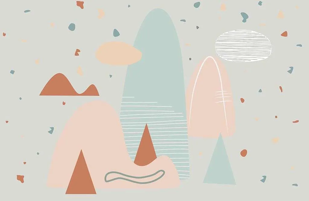 Фотообои в интерьере скандинавские розовые горы  14-096 фото