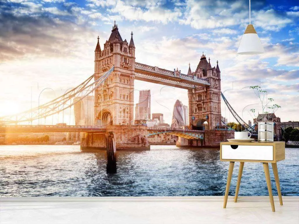 Фотообои в интерьере рассвет на тауэрском мосту  9-517 фото