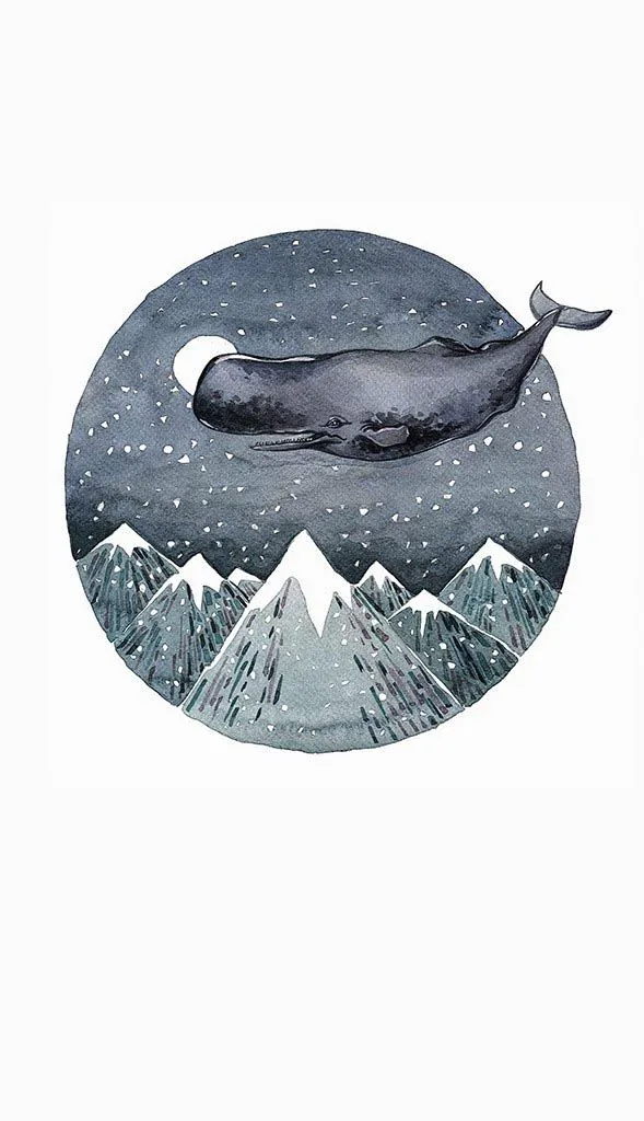 Фотообои в интерьере кит над горами  14-673 фото