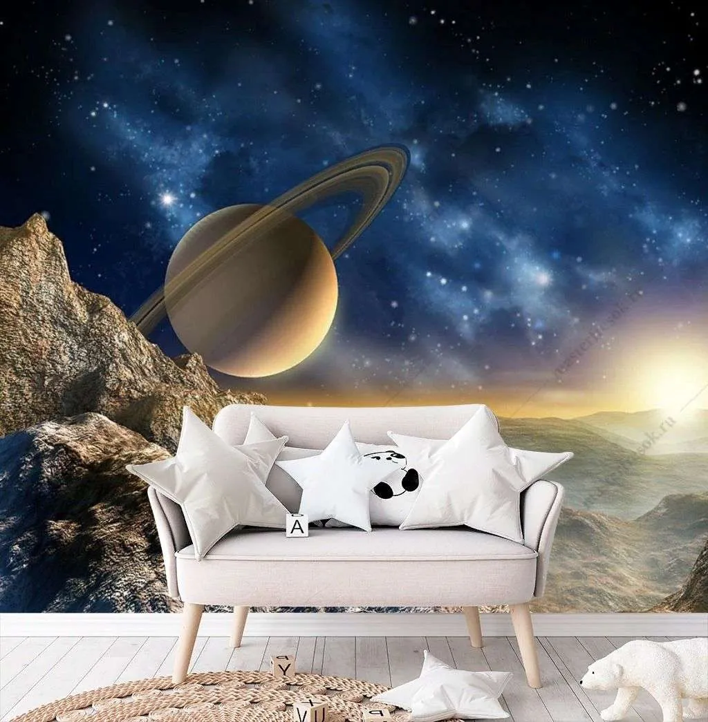 Фотообои в интерьере планета сатурн  9-1602 фото