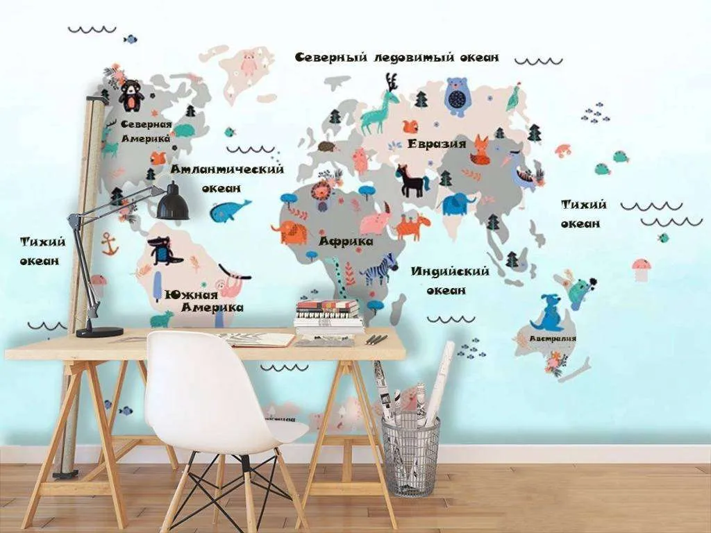 Фотообои в интерьере карта на русском языке  15-283 фото