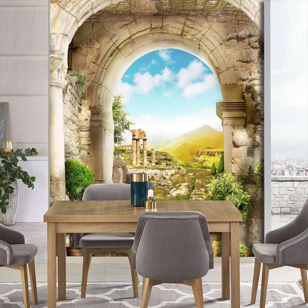 Фотообои в интерьере арка с видом на античные развалины  17-0066 фото