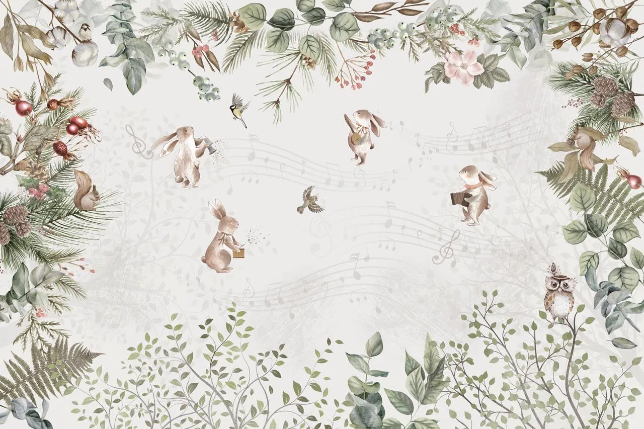 Фотообои в интерьере музыкальные зайки  13-549 фото