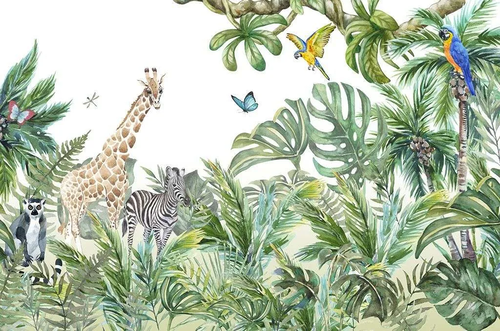 Фотообои в интерьере жираф в тропическом лесу  14-500 фото