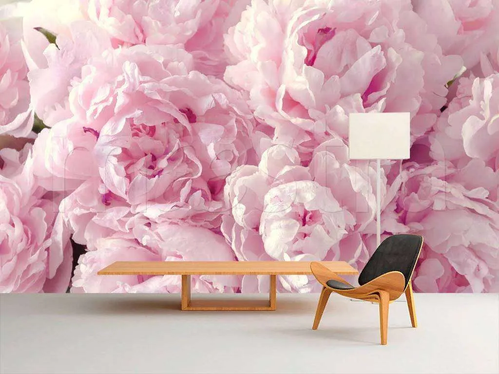 Фотообои в интерьере цветы пионы  9-102 фото