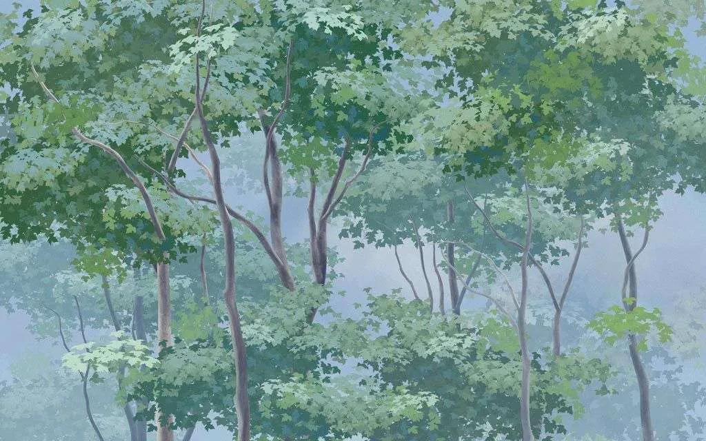 Фотообои в интерьере зеленый лес  13-231 фото