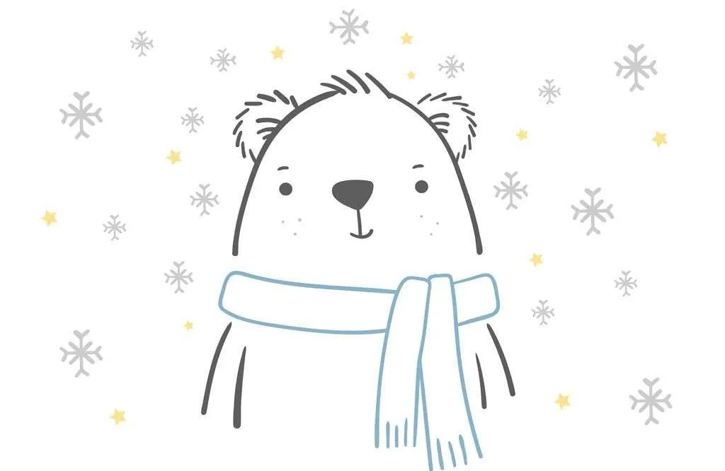 Фотообои в интерьере мишка в снежинках  12-881 фото