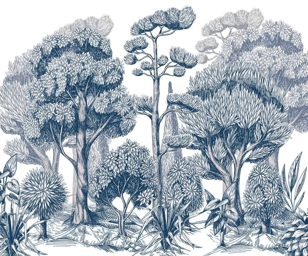 Фотообои в интерьере графический рисунок леса  9-1715 фото