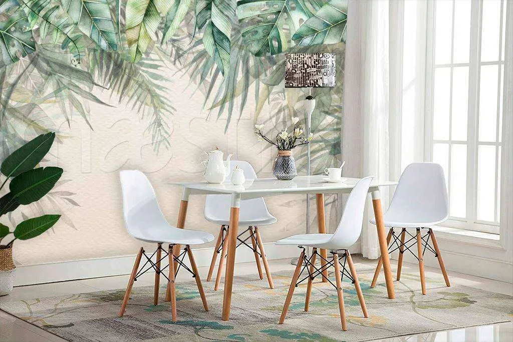 Фотообои в интерьере листья над головой  7-782 фото