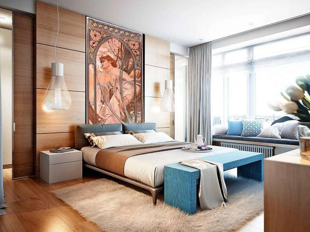 Фотообои в интерьере альфонс мариа муха – вечерние мечты  8-182 фото