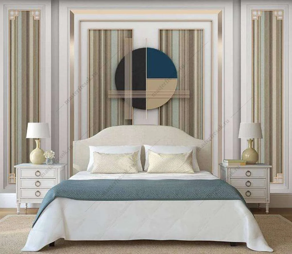 Фотообои в интерьере рамки в полоску  16-061 фото