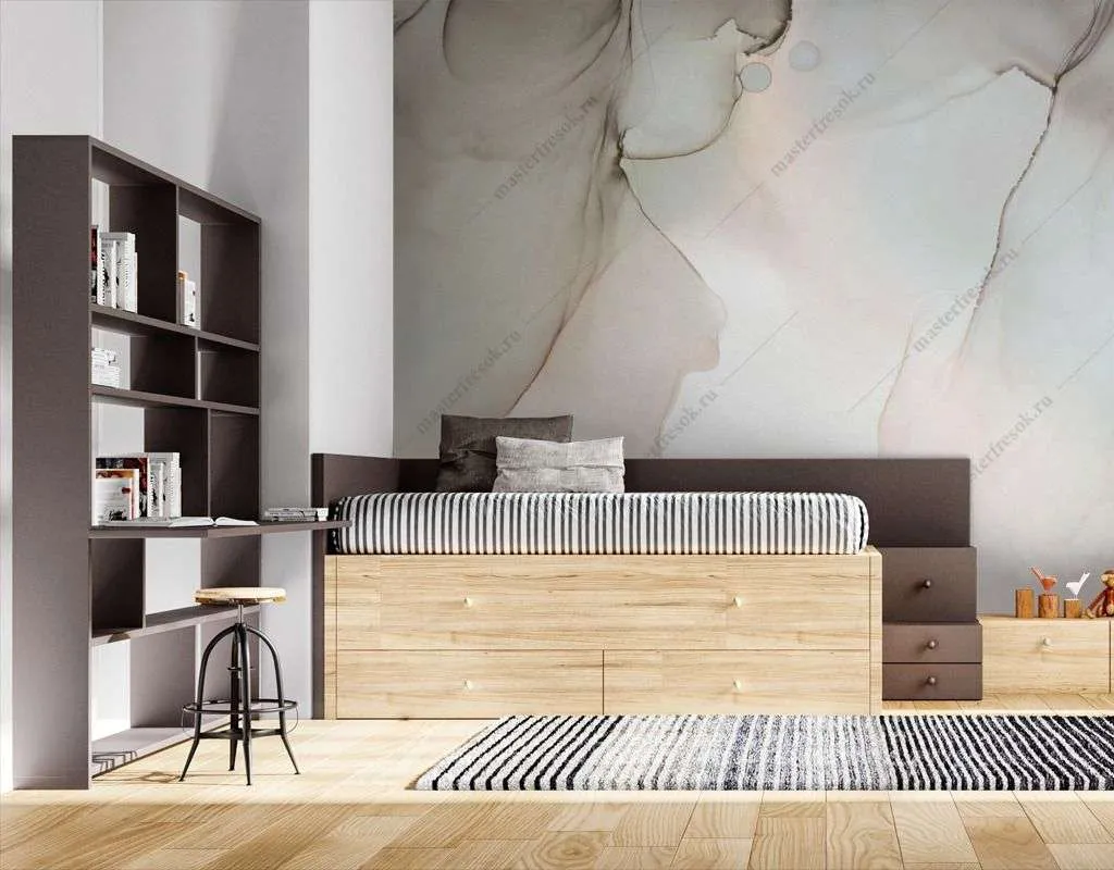 Фотообои в интерьере флюид в светлых тонах  9-1544 фото