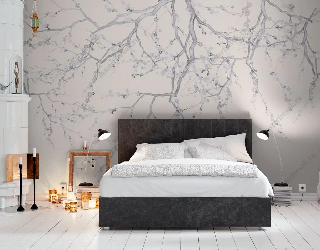 Фотообои Тонкие ветки сакуры  13-416