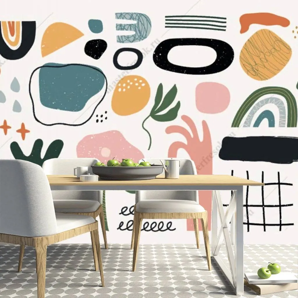 Фотообои в интерьере абстракция с цветами  9-1124 фото