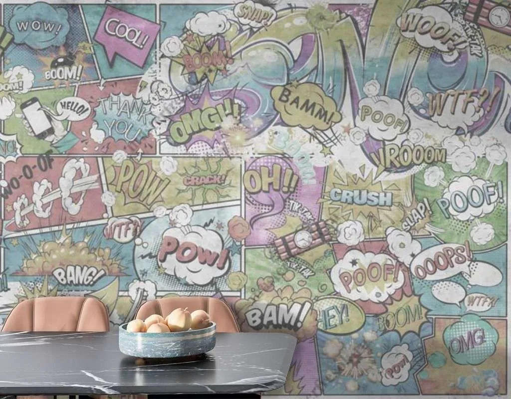 Фотообои в интерьере комиксы на стену  12-1369 фото