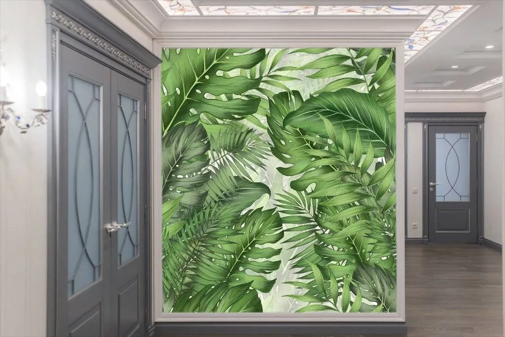 Фотообои в интерьере пальмовые листочки  10-764 фото