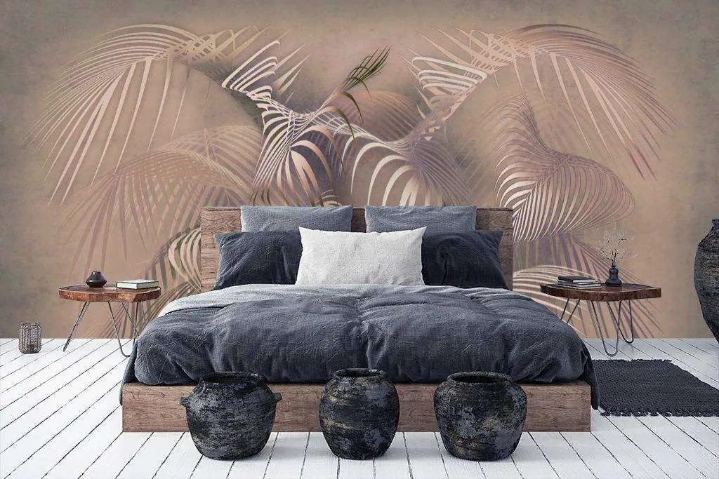 Фотообои в интерьере папоротники 3д  13-248 фото