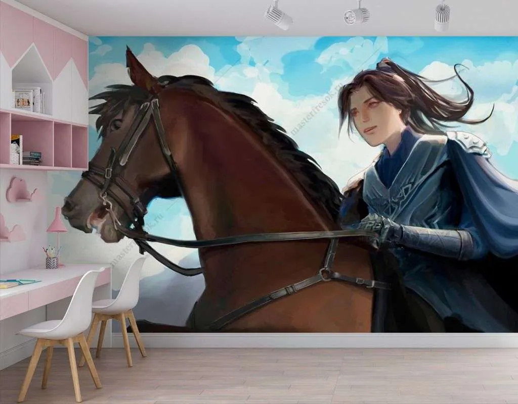 Фотообои в интерьере гу юнь на коне  13-479 фото