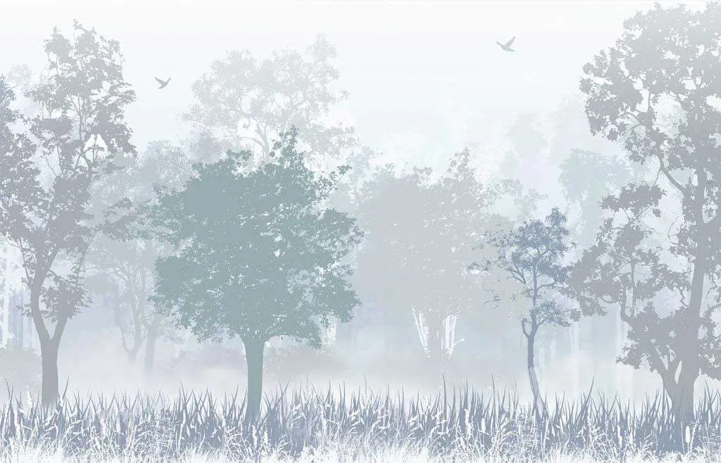 Фотообои в интерьере лес нежно голубой  12-1511 фото