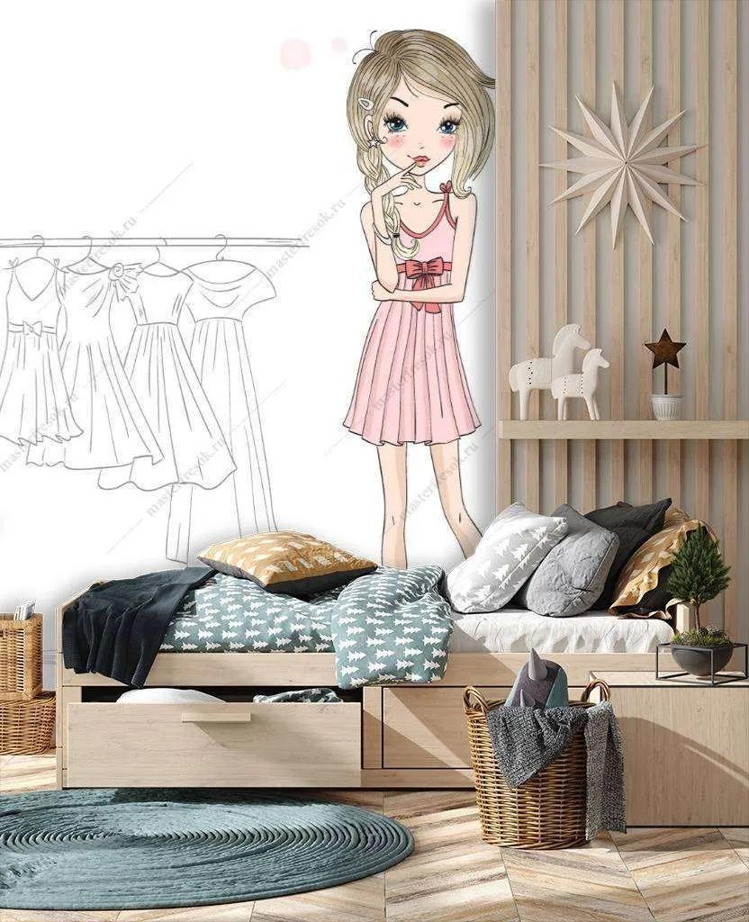 Фотообои Бесшовные обои на стену:  Модница. Артикул: 12-1132  