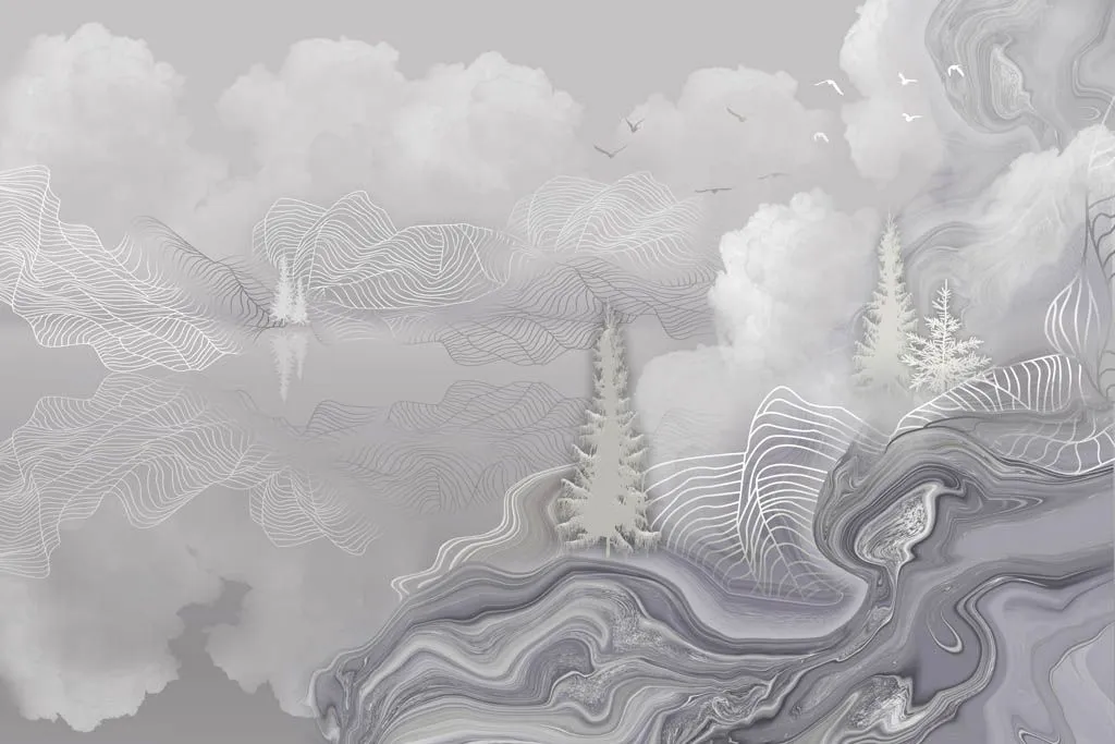 Фотообои в интерьере пейзаж в разводах  13-642 фото