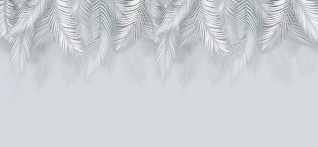 Фотообои в интерьере листья пальмы пушистые серые  14-672 фото