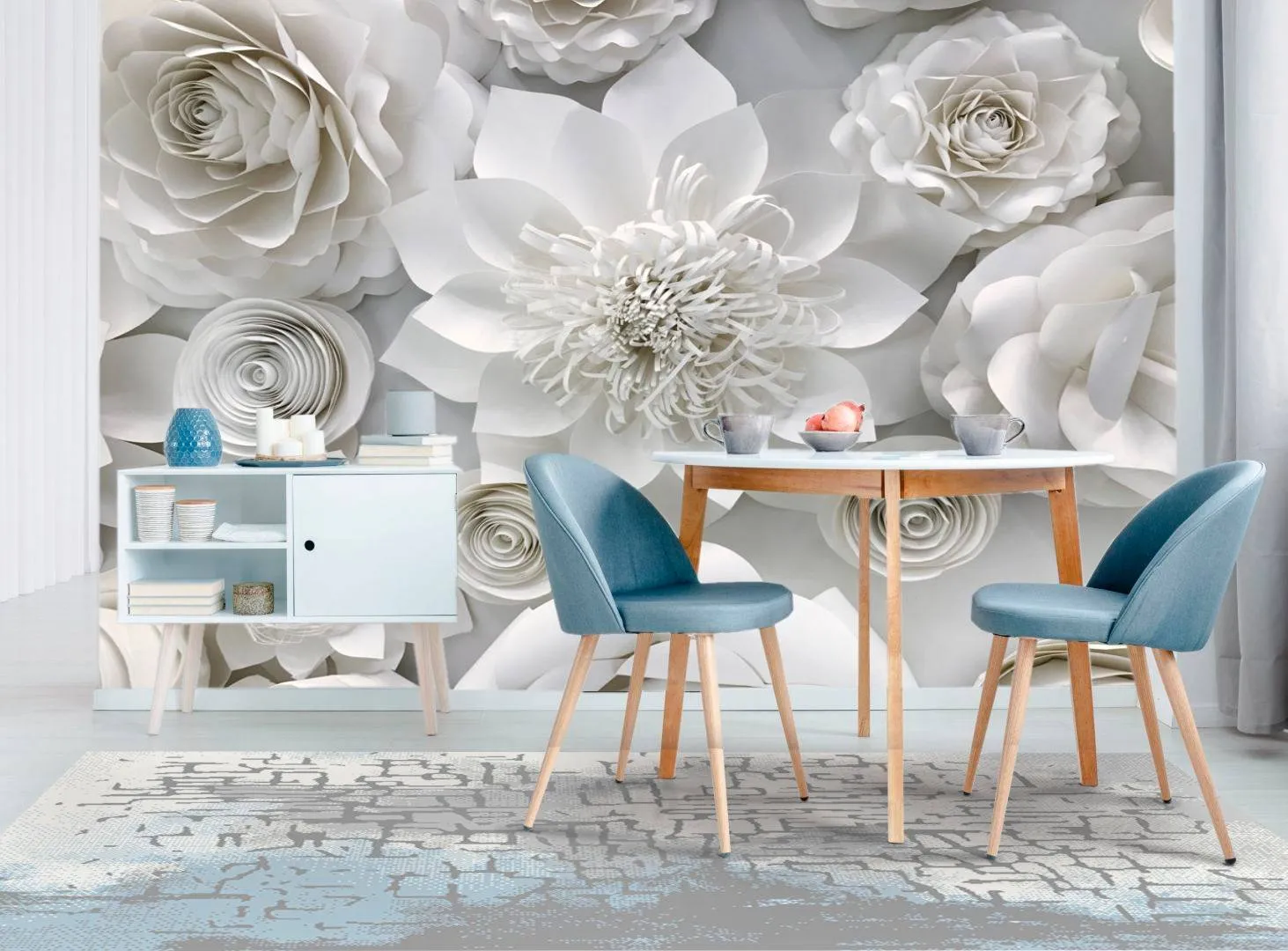 Фотообои в интерьере цветы из бумаги  10-606 фото