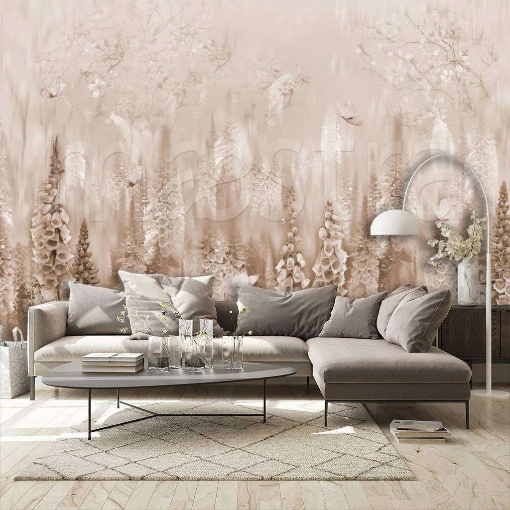 Фотообои в интерьере коричневый луг  7-919 фото