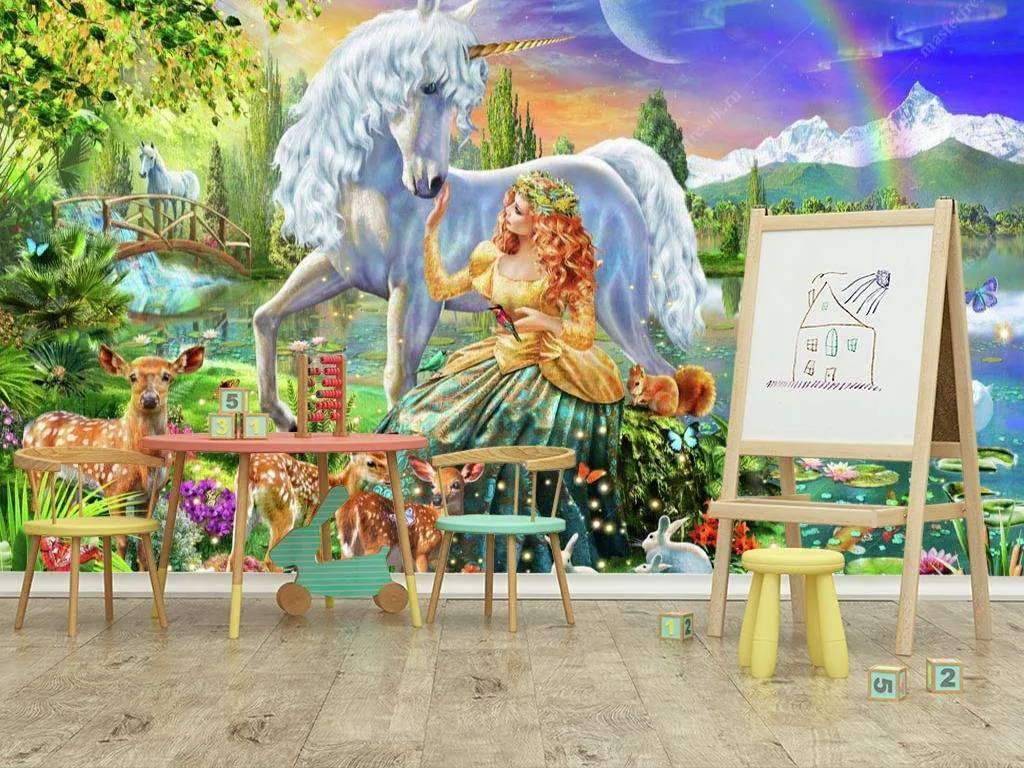 Фотообои Бесшовные обои на стену:  Волшебный единорог. Артикул: 8-310  