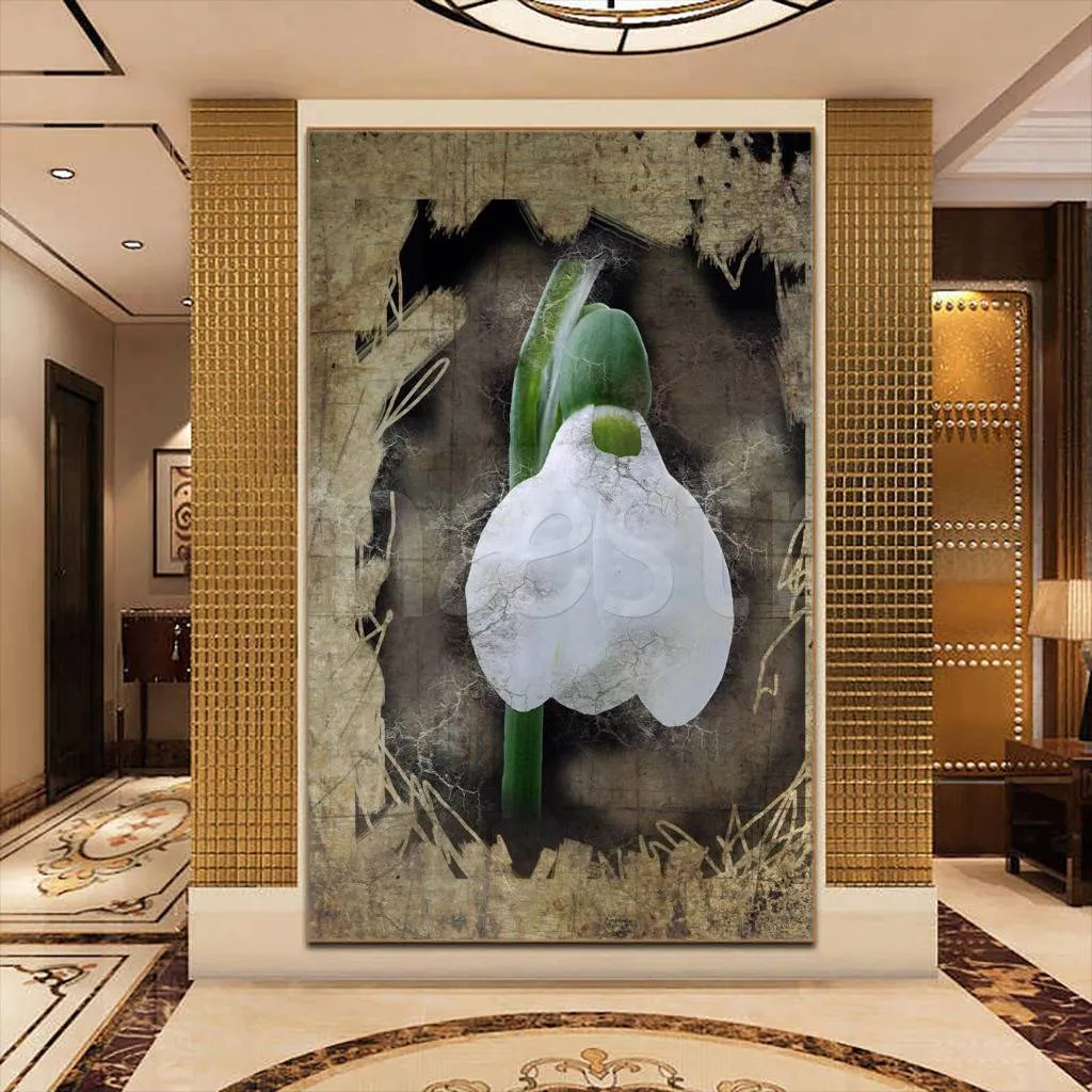 Фотообои в интерьере белый цветок абстракция  2-109 фото