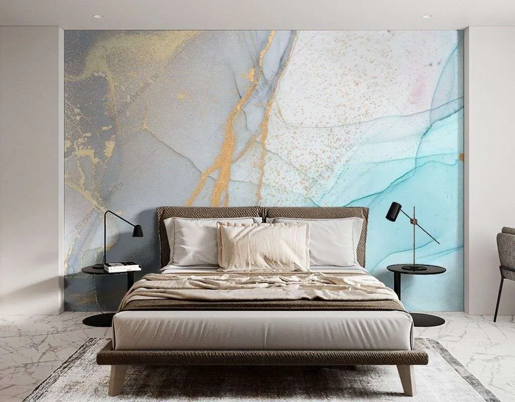 Фотообои в интерьере синий мраморный фон  9-1532 фото