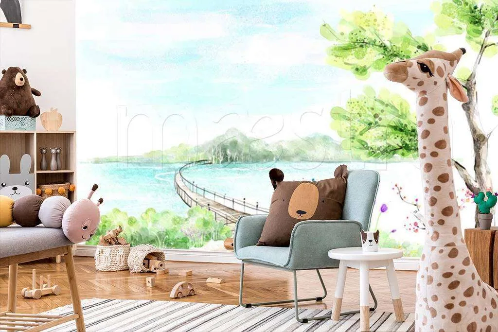 Фотообои в интерьере мост через реку  12-293 фото