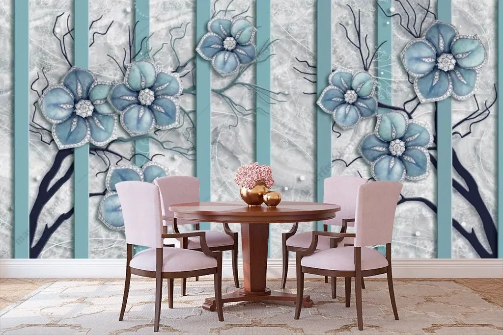 Фотообои в интерьере 3д цветы в клетке  10-916 фото